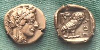 staroveká strieborná aténska mince