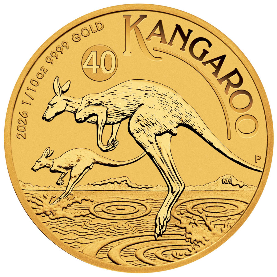 Zlatá minca Australian Kangaroo 1/10 oz 2026 40. výročie Zlatá minca Australian Kangaroo 1/10 oz 2026 40. výročie