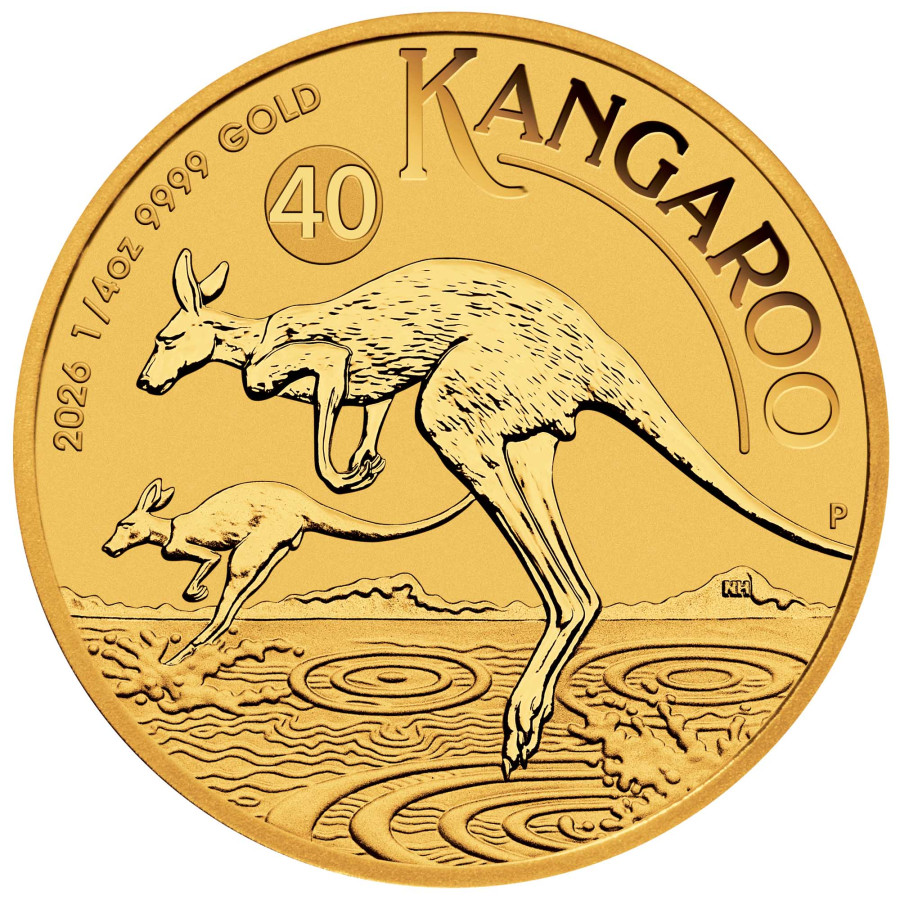 Zlatá minca Australian Kangaroo 1/4 oz 2026 40. výročie Zlatá minca Australian Kangaroo 1/4 oz 2026 40. výročie