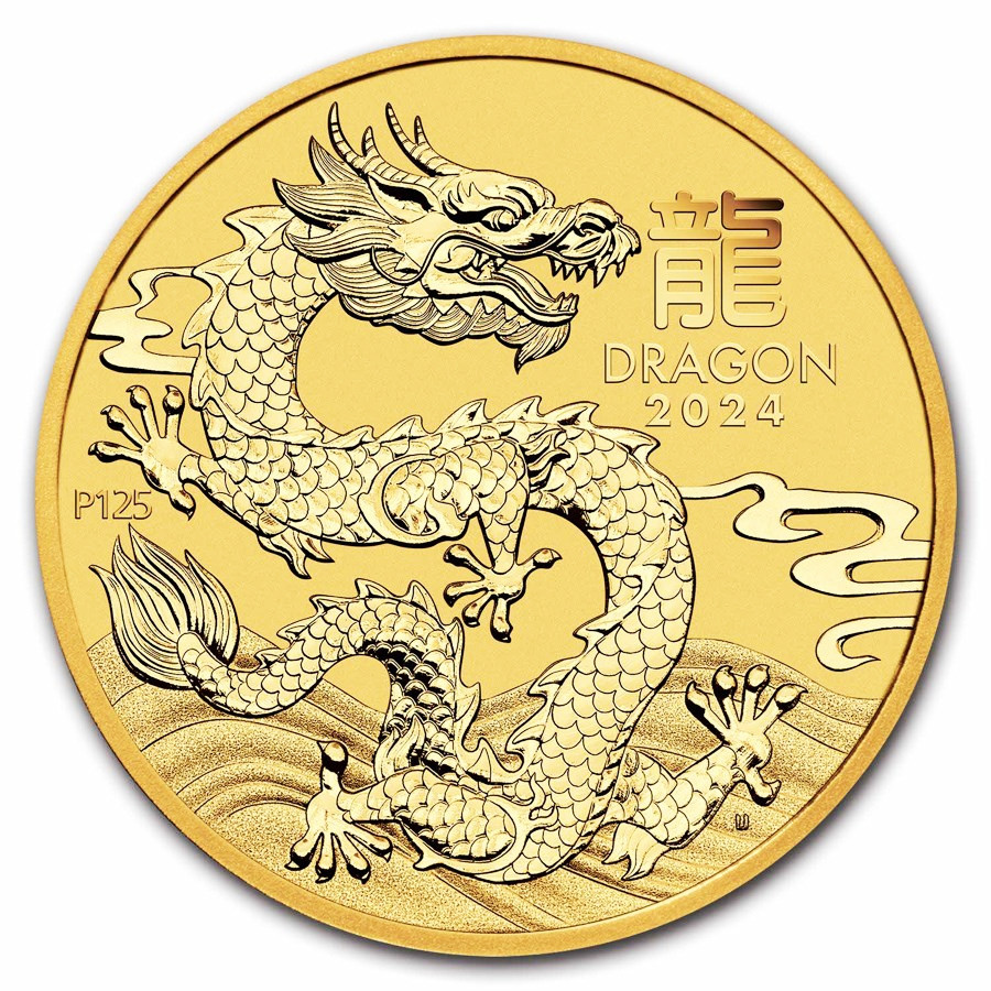 Zlatá minca Year of the Dragon - Rok Draka 1/10 oz (2024)
