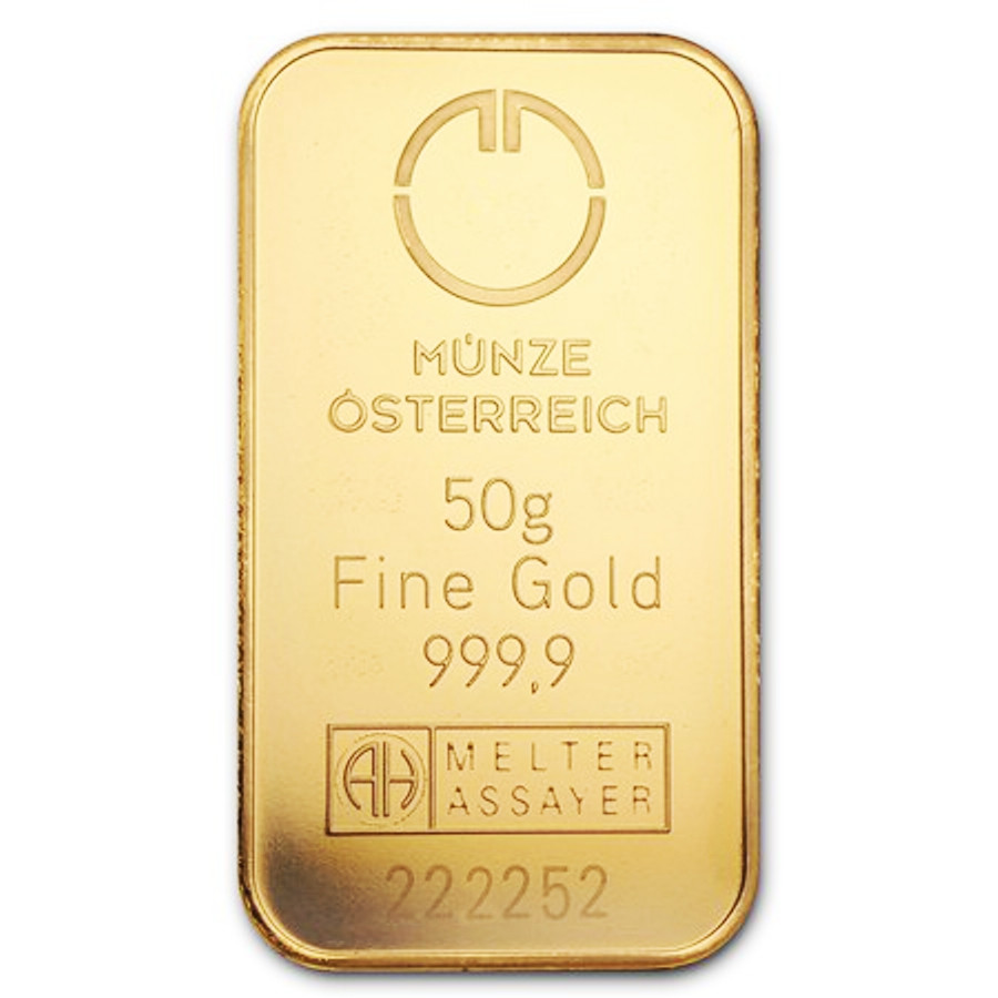Zlatý zliatok 50g Münze Österreich