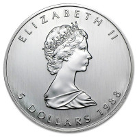 Strieborná minca Canadian Maple Leaf 1 oz (1988)