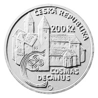 Strieborná minca ČNB 200 Kč 900. výročie úmrtia kronikára Kosmasa PROOF