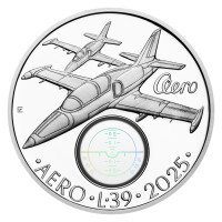 Strieborná minca ČNB 500 Kč Cvičné lietadlo Aero L-39 Albatros PROOF