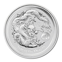 Strieborná minca Year of the Dragon - Rok Draka + lev priv.zn. 1 oz (2012)